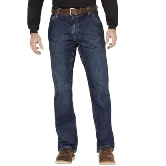 Ariat FR M4 Jeans Mens 36x34 Blue Low Rise Straight Flame Resistant Work CAT 2 - Picture 1 of 12